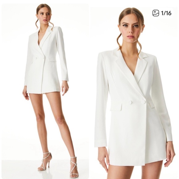 Alice + Olivia Pants - Alice & Olivia White Blazer Tuxedo Romper